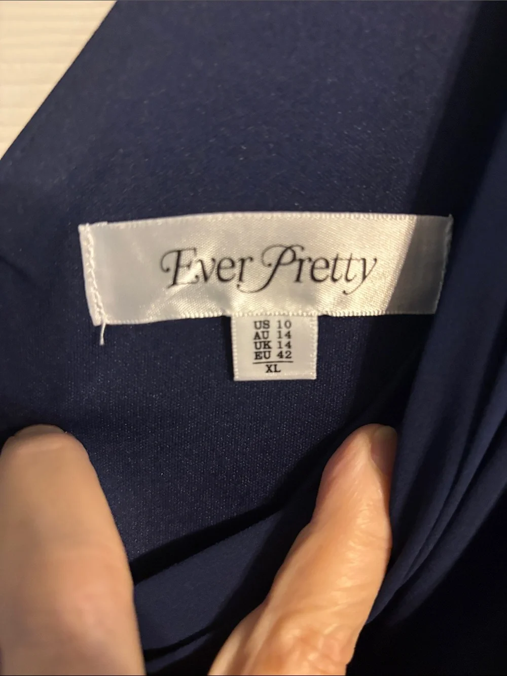 Ever Pretty Navy Blue Chiffon Midi Dress with Rhinestone Waistbands